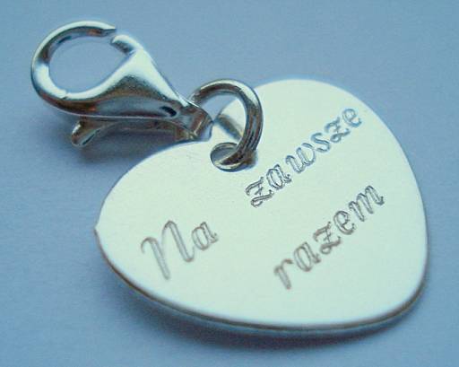 Charms zawieszka serce GRAWER SREBRO 925