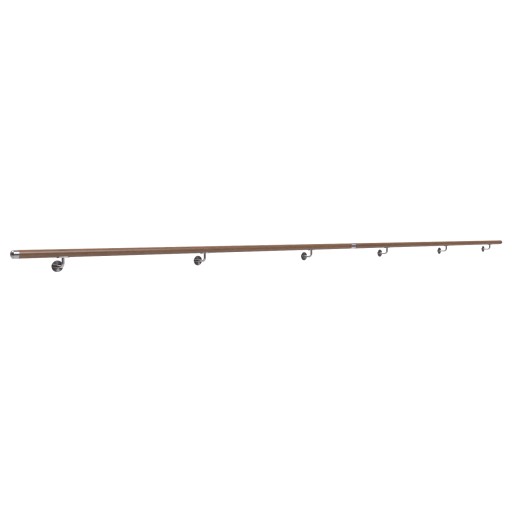 Poręcz ścienna do ściany drewniana fi42 42mm 240cm dąb dębowa KOLOR INOX