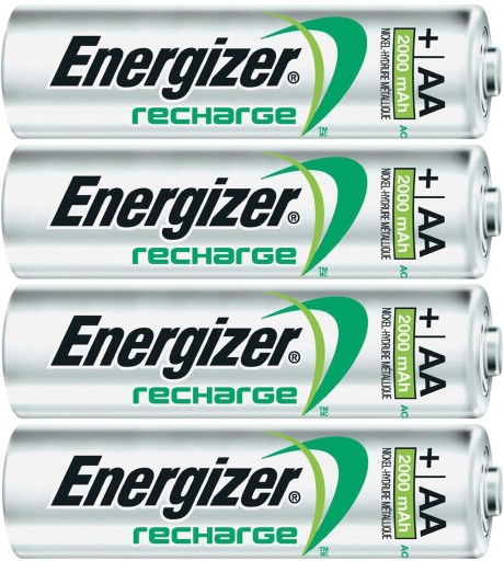 4X ЗАРЯЖЕННЫЕ АККУМУЛЯТОРЫ ENERGIZER RECHARGE AA R6 1,2 В, 2000 мАч