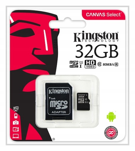 КАРТА ПАМЯТИ KINGSTON 32 ГБ MICRO CL10 + АДАПТЕР