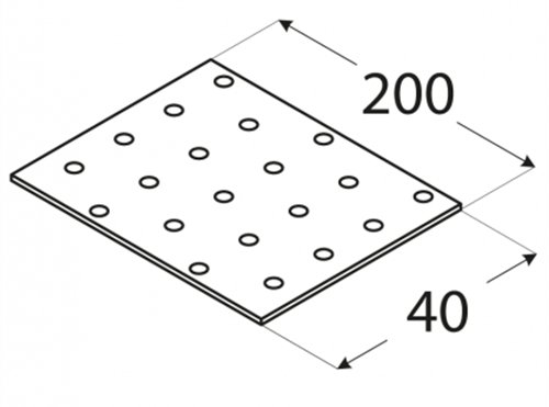 PP28 ПЕРФОРИРОВАННАЯ ПЛИТА ПЛОСКИЙ СОЕДИНИТЕЛЬ 40х200 10шт.