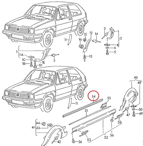 VW Golf 2 Gti G60 Монтажная планка на пороге