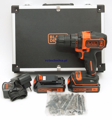 AKUMULATOROWA WIERTARKO-WKRĘTARKA 18V 40Nm 2x1,5Ah BLACK DECKER BDCDD186KB