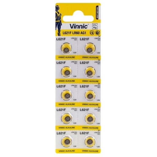 10x ЩЕЛОЧНАЯ БАТАРЕЯ AG1 VINNIC L621F LR60 L621