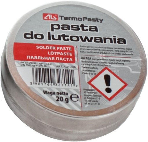 Pasta lutownicza do lutowania 20g topnik___AGT-036