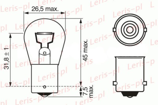 ЛАМПОЧКА СИММЕТРИЧНАЯ ЛАМПОЧКА 12V 21W P21W БЕЛАЯ