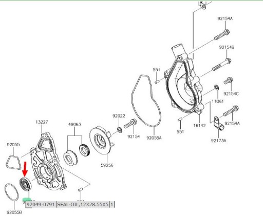 УПЛОТНЕНИЕ ВОДЯНОГО НАСОСА Kawasaki ER6n ER6f Z650 Ninja 650