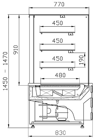 ВИТРИНА КОНДИТЕРСКАЯ ХОЛОДИЛЬНАЯ ESTER LADA WCh-1/C