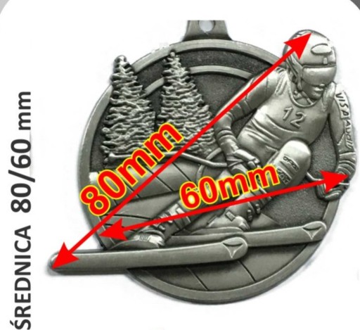 Medal narty narciarski odlewany+wstążka+wklejka