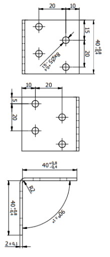 Угол Узла КМ1 разъем Ciesielski 40x40x40x2 50sztuk