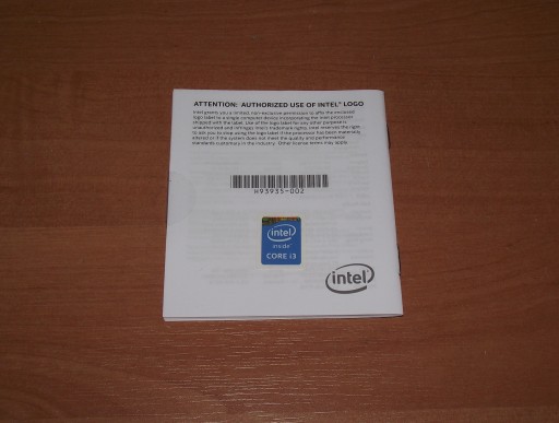 Наклейка + буклет для процессора Intel Core i3