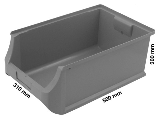 POJEMNIK MAGAZYNOWY SZARY - 500x310x200mm REGAŁ