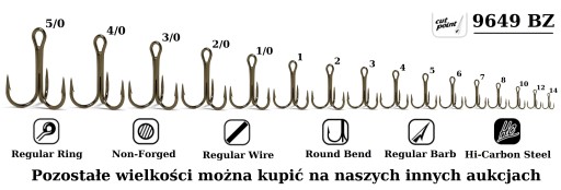 10 x KOTWICZKA VMC 9649 BN Nr.12 BLACK NICKEL