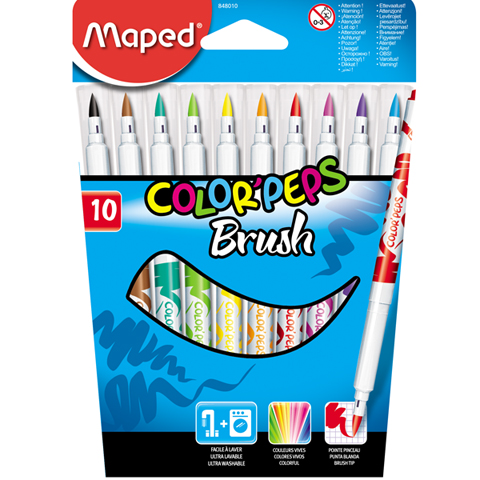 Маркеры Maped Colorpeps BRUSH, 10 цветов кистей в футляре