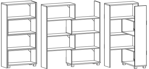 MODUS 3x3 WHITE открытая полка, комод и шкаф