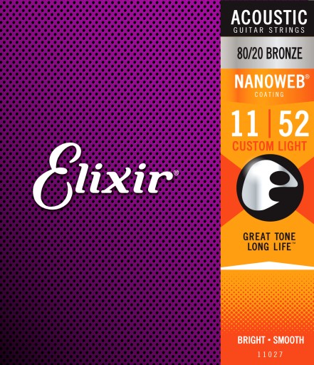 Акустические струны Elixir NanoWeb 80/20 Bronze 11-52