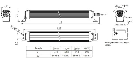 Lampa obrabiarkowa rura M9R 300mm 7W AC100-240V