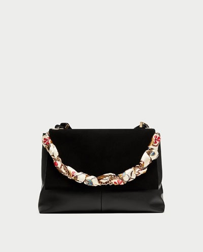 Сумка-мессенджер ZARA, шарф, черный 8061/204