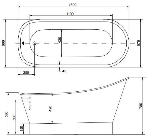 Отдельностоящая ванна Besco GLORIA 160x68 + СИФОН!