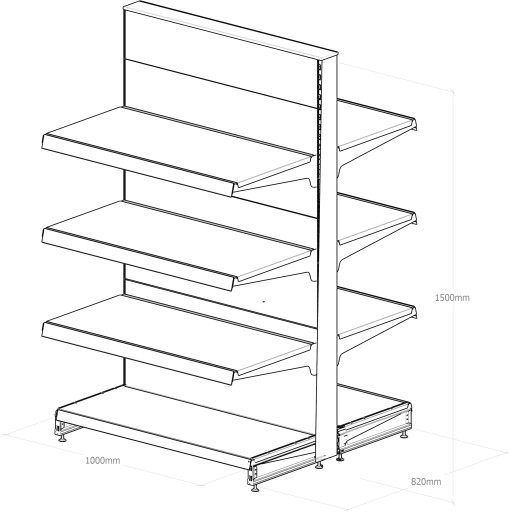 MAGO SHOP ПОЛКА, металлическая гондола 150/100/82