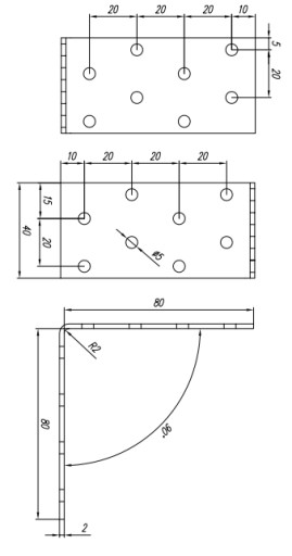 КМ7 РАЗЪЕМ МОНТАЖНЫЙ УГЛОВОЙ 80x80x40 10 шт.