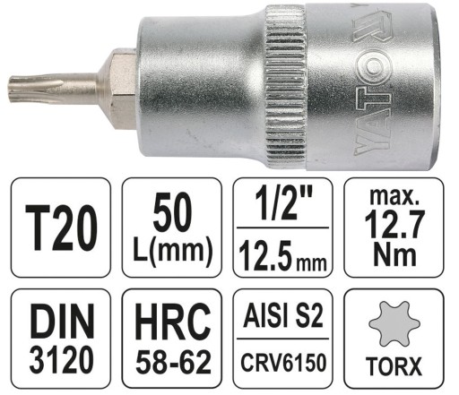 Бита Torx на головку Т20 1/2 дюйма YATO YT-04310