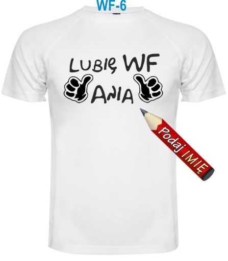 Koszulka sportowa na WF + imię dziecka oddychająca 122/128 cm