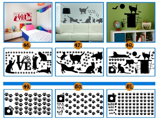 NAKLEJKI na ścianę KOTY kot naklejka ścienna 180cm