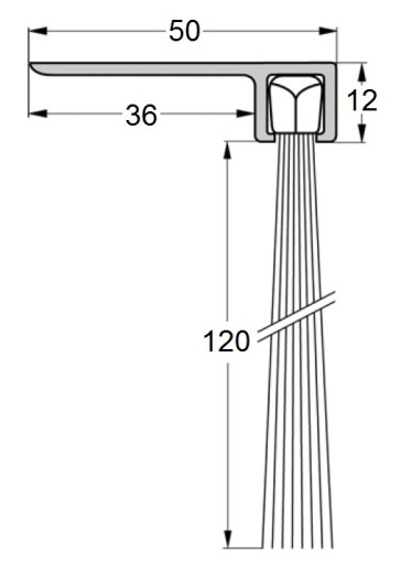 Щеточный уплотнитель для дверей Д-1м В-120мм