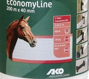 TAŚMA AKO PASTUCH DLA KONI 200 MB / 40 MM BIAŁA
