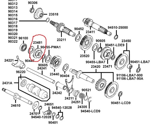 TRYB ZĘBATKA PRZESUWKA GŁÓWNA KYMCO MXU 300 300R 300NEW