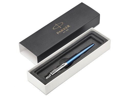 Шариковая ручка Parker Jotter Steel Waterloo Blue, с гравировкой