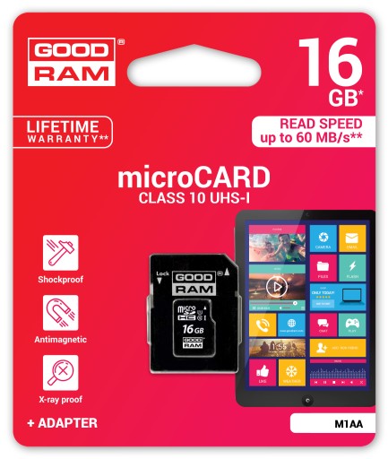 КАРТА GOODRAM MICRO SD 16 ГБ CL 10 UHS + МИКРО-РИДЕР