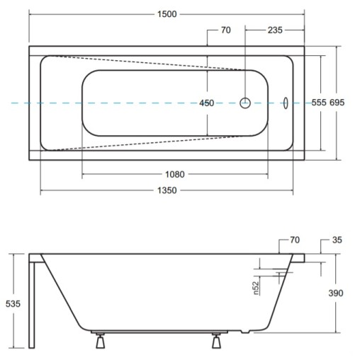 BESCO MODERN ВАННА С ЭКРАНОМ/КОРПУС EM 150x70 см