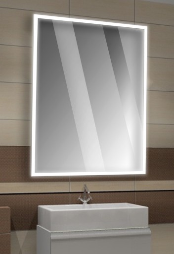 Часы LED MIRROR 50x60 АЛЮМИНИЕВАЯ РАМКА с выключателем.