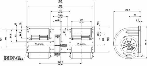 Вентилятор универсальный производства SPAL 006-A46-22, New Holland, Case, Fiat Agri