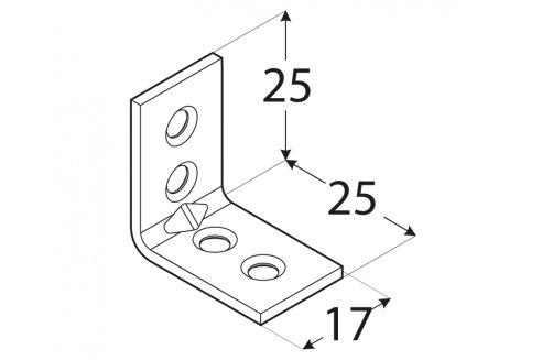 УЗКОУГЛОВОЙ СОЕДИНИТЕЛЬ В СБОРЕ KW1 25X25X17 - 50 шт.