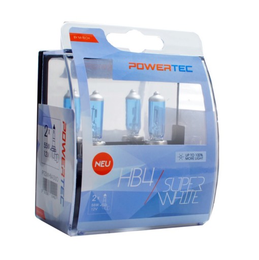 НАБОР ЛАМПОЧКИ POWERTEC HB4 SUPER WHITE +100% 12V 55W