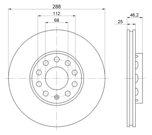 MIKODA 0222 GT ДИСКИ AUDI A4 B5 B6 B7 передние 288мм