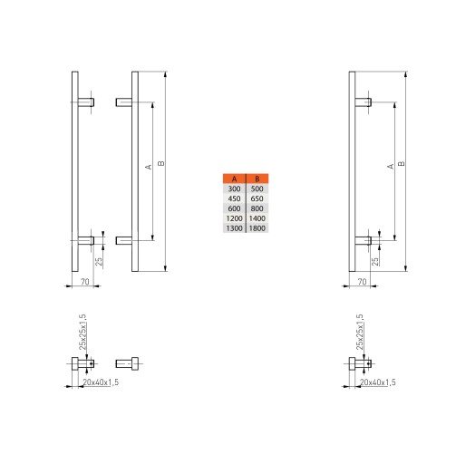 ручка-ручка дверная ручка INOX PR 20X40 PROST650