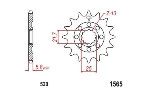 Передняя звездочка JTF 1565-13z 520 KAWASAKI KLX 450