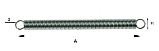 SPRĘŻYNA NACIĄGOWA Z UCHEM FI 15x100x2,2 mm OCYNK