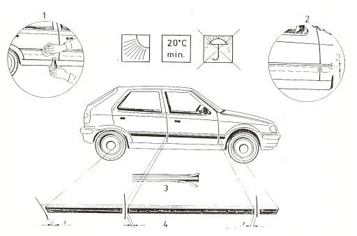 Боковые молдинги автомобиля BMW E34 5 SERIES 1988-96 гг.