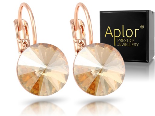 Золотые подвесные серьги Jadore Topaz Kr. Swarovski BOX bigl английский