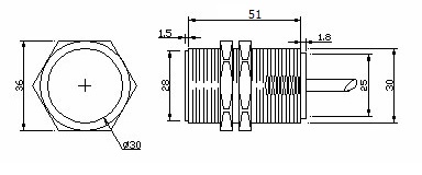 Индуктивный датчик М30 (НЗ) Sn-10 (2-проводной)