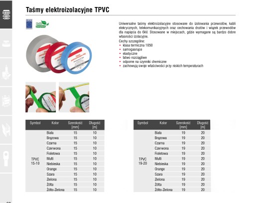 Taśma izolacyjna 19mm 20m niebieska duża ERKO TPVC