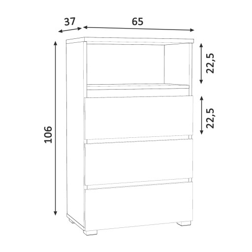 НИЗКИЙ ОФИСНЫЙ КНИЖНЫЙ ШКАФ 3SZ 65СМ NEO 03 БЕЛЫЙ