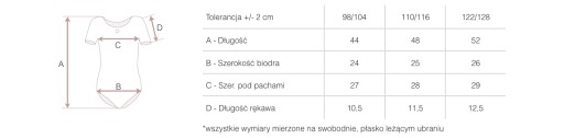 BODY DO TAŃCA RYTMIKI BALETU DZIECI X1 GB 110/116