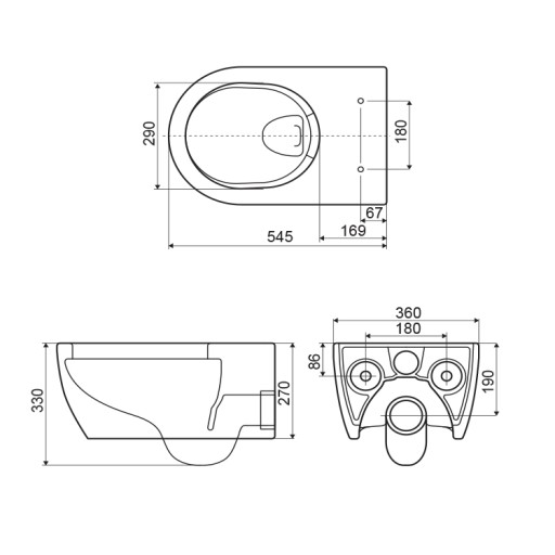 УНИТАЗ БЕЗОБОДКИ DOTO PURE-RIM 54 CEAX.1404.545