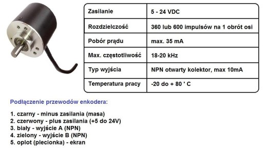 ИНКРЕМЕНТАЛЬНЫЙ ЭНКОДЕР, 600 имп/об, ДАТЧИК 5–24 В